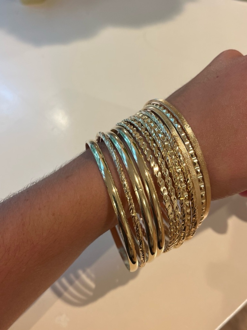 Amazon Gold Tone Mixed-Texture Stackable Bangle Bracelet Set